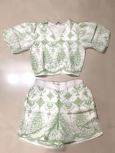 Embroidered Top & Shorts Set