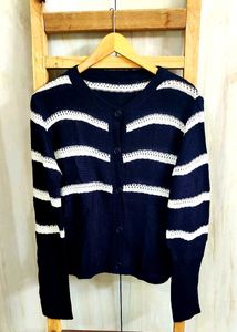 Striped Knit Cardigan size-38