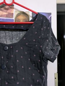 Dark Blue Printed Top