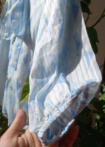 Vintage Blue Geometric Blouse