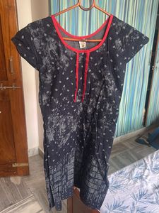 Navy and White Cotton Dress