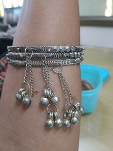 Silver Bangles with Charms