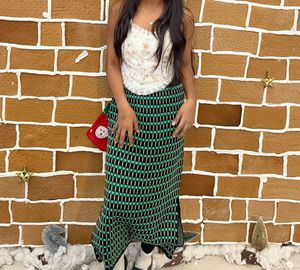 Top Green Patterned Maxi Skirt(both)