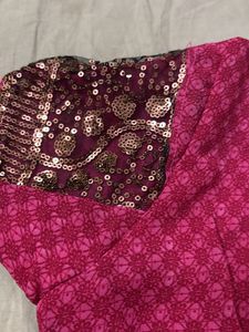 Pink With Black Border Saree