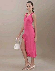 Deep V-neck with crossover front Hot dress