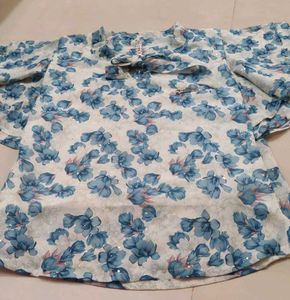 Beautiful Blue Print Flower Top For Girl 🫶🌺💙