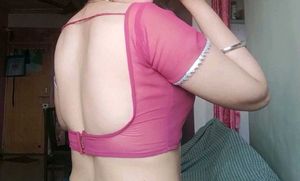 Sheer Mesh Padded Georgette Back Hook Blouse