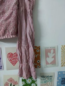 Pink Gingham Long Sleeve Top