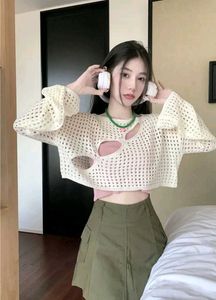 Crochet Cutout Long Sleeve Top