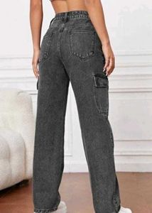 Charcoal Black Cargo Jeans
