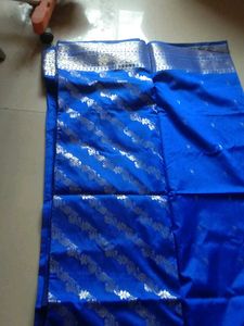 Brand New Blue Pure Silk Saree