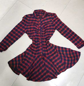 Red Plaid Shirt Dress