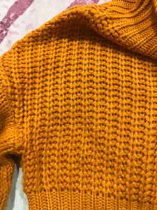 Orange Knit Turtleneck Sweater
