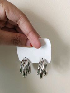 Shining Triple Hoop Earrings-Silver Hoops