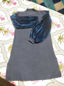 🥳Stylish Blue Velvet Sleeve Dress