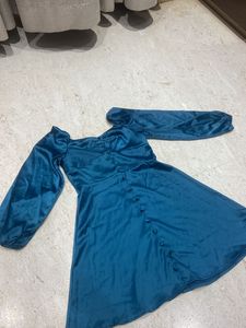 dark blue satin dress