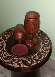 New Handcrafted Wooden Goblet Set Of 2