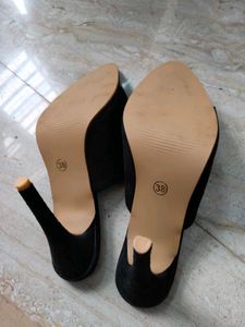 4 Inch High Black Stiletto Mules