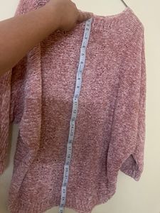 Oversized Pink Chenille Sweater