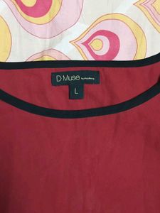 Casual Mauve Tshirt With FakeZipper Near shoulder