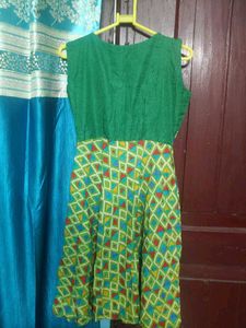 Green Geometric Print Dress