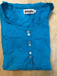 Fabindia Blue Cotton Button Down