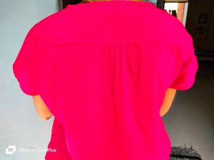 Hot Pink V-Neck Top