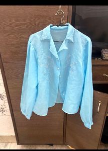 Blue Embroidered Top