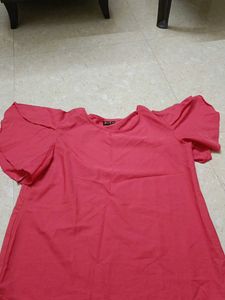 Coral Top with Flutter Sleeves
