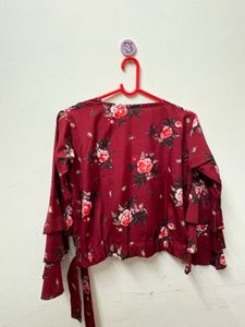 RUFFLE ARMS TOP FOR WOMEN