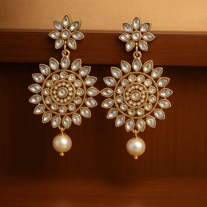 Elegant Kundan Floral Statement Earrings