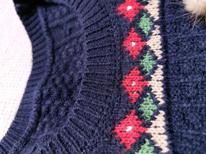 Vintage Style Navy Blue Sweater