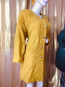 Mustard Button-Down Coat lenth 34(2dec5)