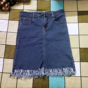 Frayed Denim Mini Skirt