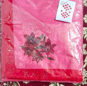 Pink Colour Beautiful New Sarees With Bindi Packet