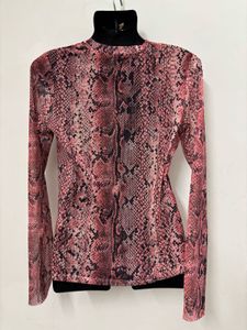 Pink Snake Print Long Sleeve Top
