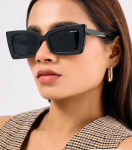 Black Solid Cat Eye Thick Template Sunglasses