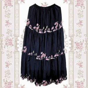 Black floral long skirt