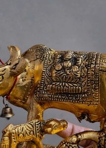 Golden. Metal Kamadhenu with Kanha