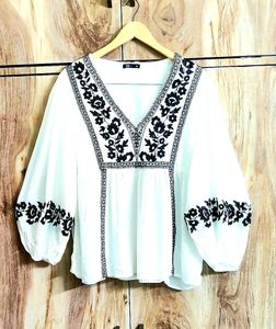 Black Embroidery Work Top Size-36-M