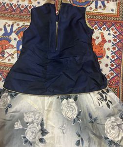 🌹Stylish Navy &amp; Silver Floral Frock for Girls