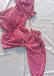 Pink Glittry Crop Top