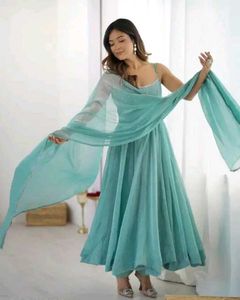 Elegant Blue Anarkali Kurta Set