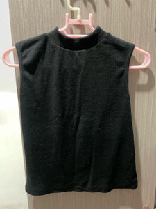Black High Neck Crop Top