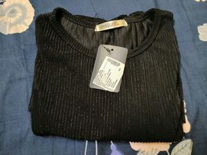 New Black Shimmer Party Wear Top