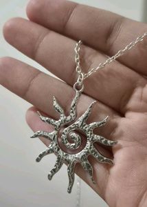 Anti Tarnish Silver Sun Pendant