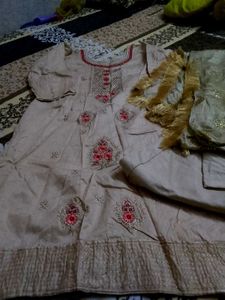 Beige Embroidered Farsi Salwar Kameez