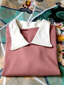 Pink Ribbed Long Sleeve Top