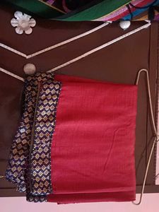 Elegant Red &amp; Navy Floral Saree