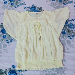 Elegant Light Yellow Chiffon Top